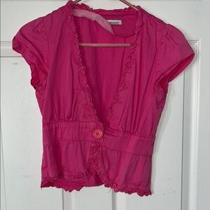 Women's Pink Ruffle Top